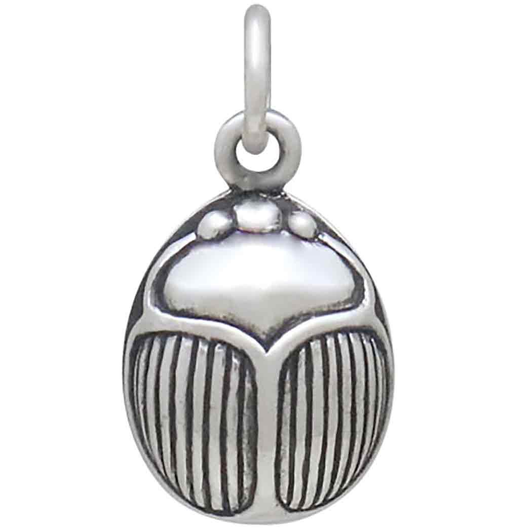 Sterling Silver Small Scarab Charm Front View