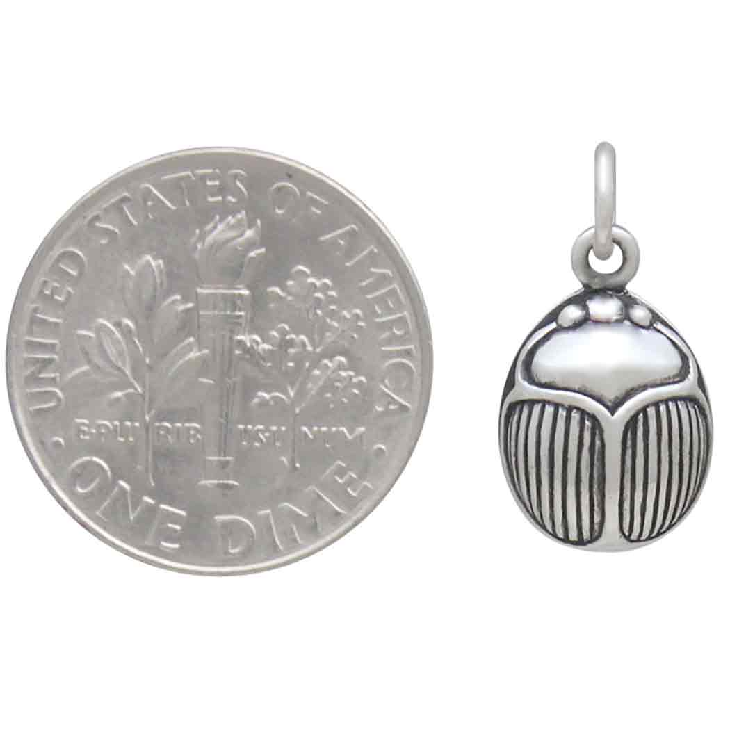 Sterling Silver Small Scarab Charm with Dime