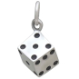 Sterling Silver 3D Dice Charm Front View