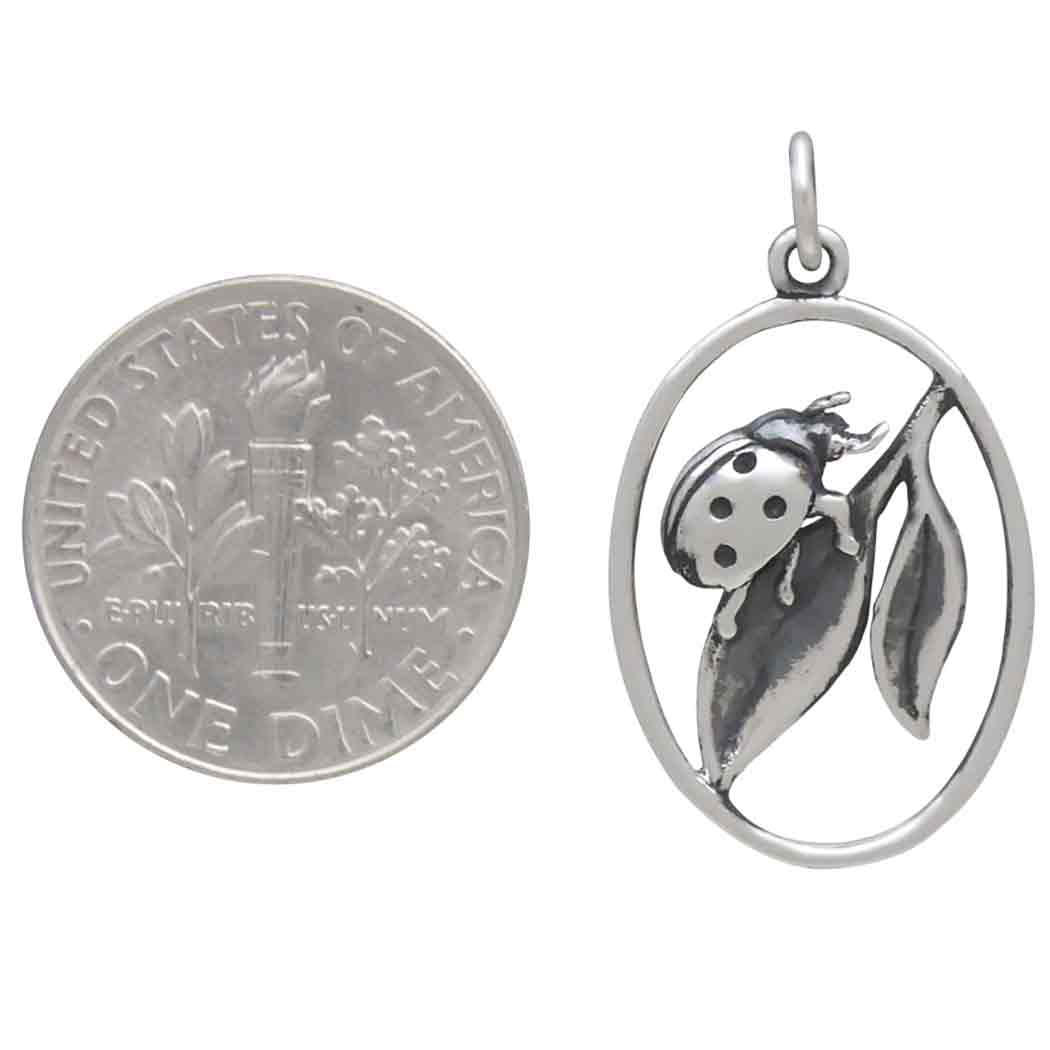 Annmors 925 Sterling Silver Charms Lucky Leaf Ladybug with 5A