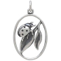 Sterling Silver Ladybug on Leaf Charm Front View