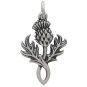 Sterling Silver Dimensional Thistle Charm Front View