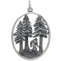 Sterling Silver Sasquatch in the Forest Pendant Front View