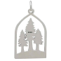 Sterling Silver Dimensional Pine Tree Forest Pendant Back View