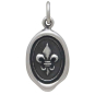 Sterling Silver Fleur de Lys Wax Seal Coin Charm Front View