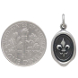 Sterling Silver Fluer de Lys Wax Seal Coin Charm with Dime