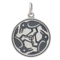 Sterling Silver Three Ravens Charm Front View