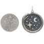 Sterling Silver Ouroboros with Moon and Stars with Dime