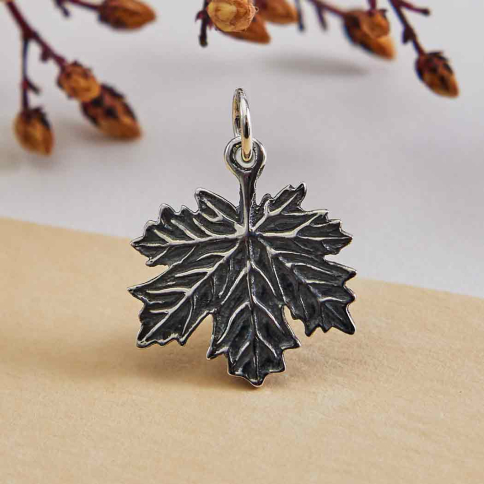 Sterling Silver Maple Leaf Charm 21x17