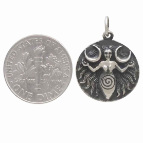 Sterling Silver Moon Goddess Coin Charm with Dime