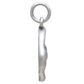 Sterling Silver Wax Seal Double Heart Charm Side View