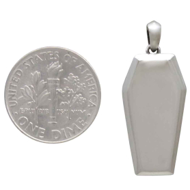 Sterling Silver Coffin Locket Charm with Dime