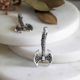 Sterling Silver Viking Axe Pendant 39x18mm