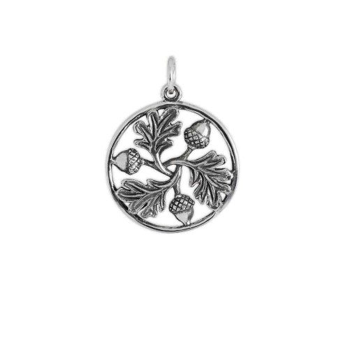 Nina designs Sterling Silver Oak Leaf and Acorn Mandala Charm