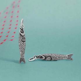 Sterling Silver Sardine Charm