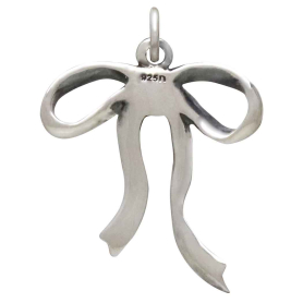 Sterling Silver Dainty Bow Charm Back View