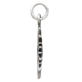 Sterling Silver Small Open Radiant Heart Charm  Side View