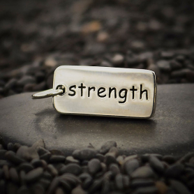 Sterling Silver Word Charm - Strength 18x7mm