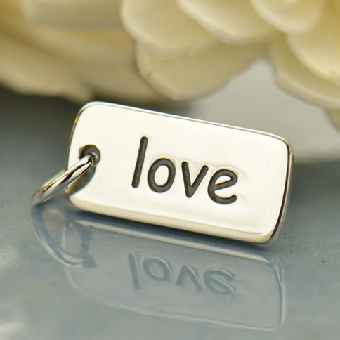 Sterling Silver Word Charm - Love 18x7mm