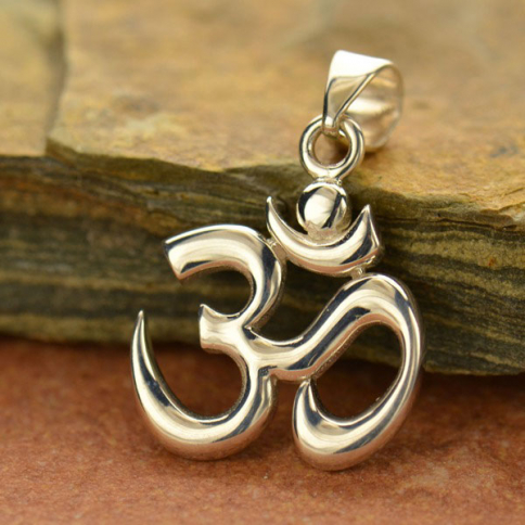 Sterling Silver Om Pendant with Bail 26x17mm