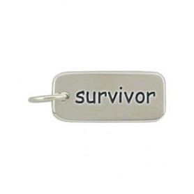 Sterling Silver Word Charm - Survivor 18x7mm