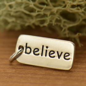 Sterling Silver Word Charm - Believe 18x7mm DISCONTINUED