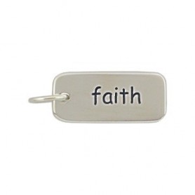 Sterling Silver Word Charm - Faith 18x7mm