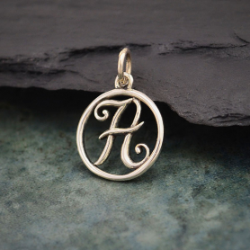 Sterling Silver Cursive Initial Charm Letter A 18x12mm