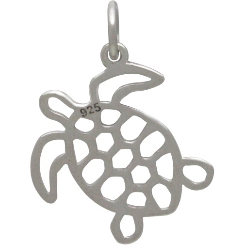 Sterling Silver Sea Turtle Charm - Openwork