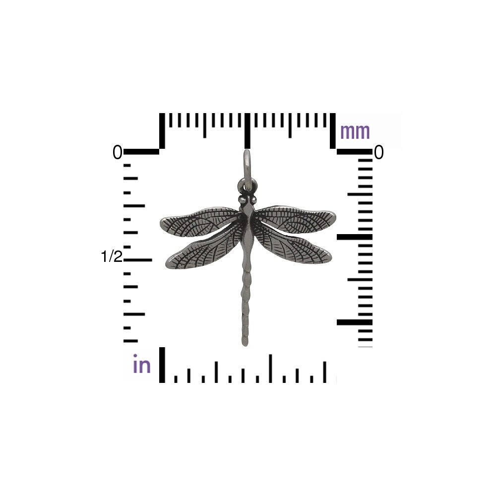 Sterling Silver Large Detailed Dragonfly Charm 24x20mm