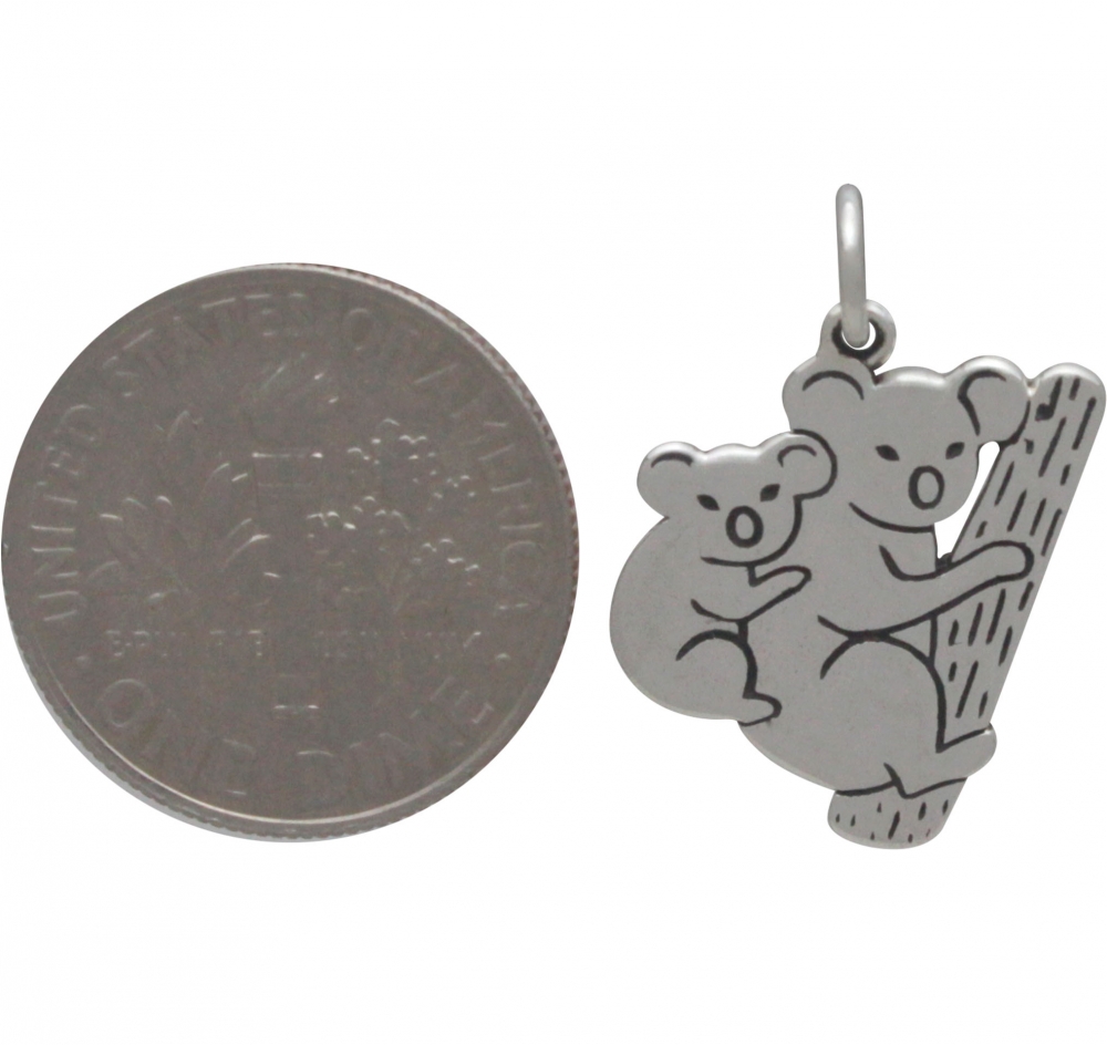 Sterling Silver Mom and Baby Koala Charm 21x13mm