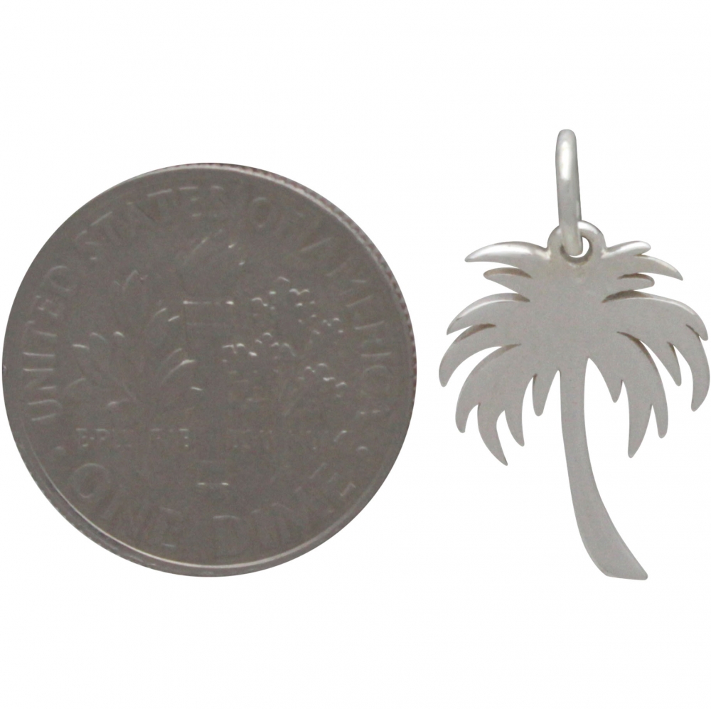Sterling Silver Large Palm Tree Charm - Cutout