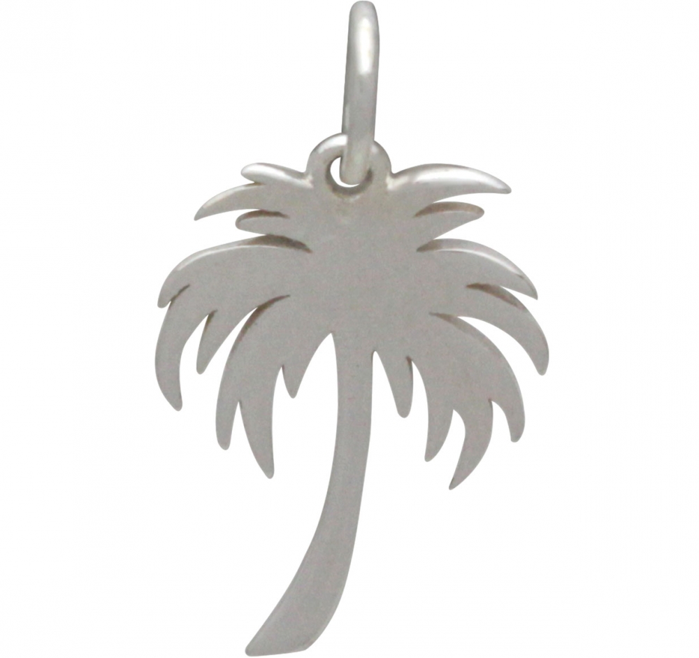 Sterling Silver Large Palm Tree Charm - Cutout