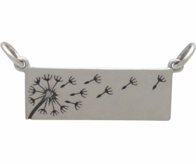 Sterling Silver Rectangle Dandelion Pendant Festoon