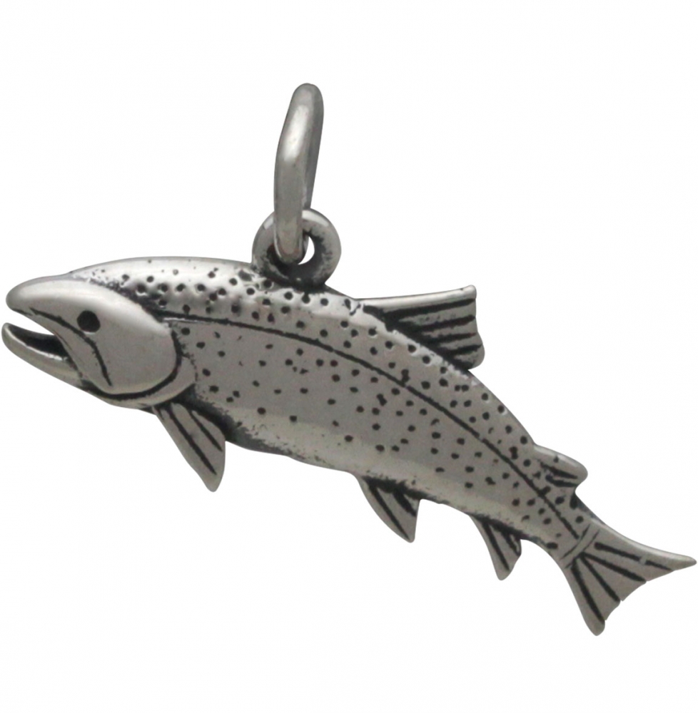 Sterling Silver Trout Charm - Fish Charm 11x20mm