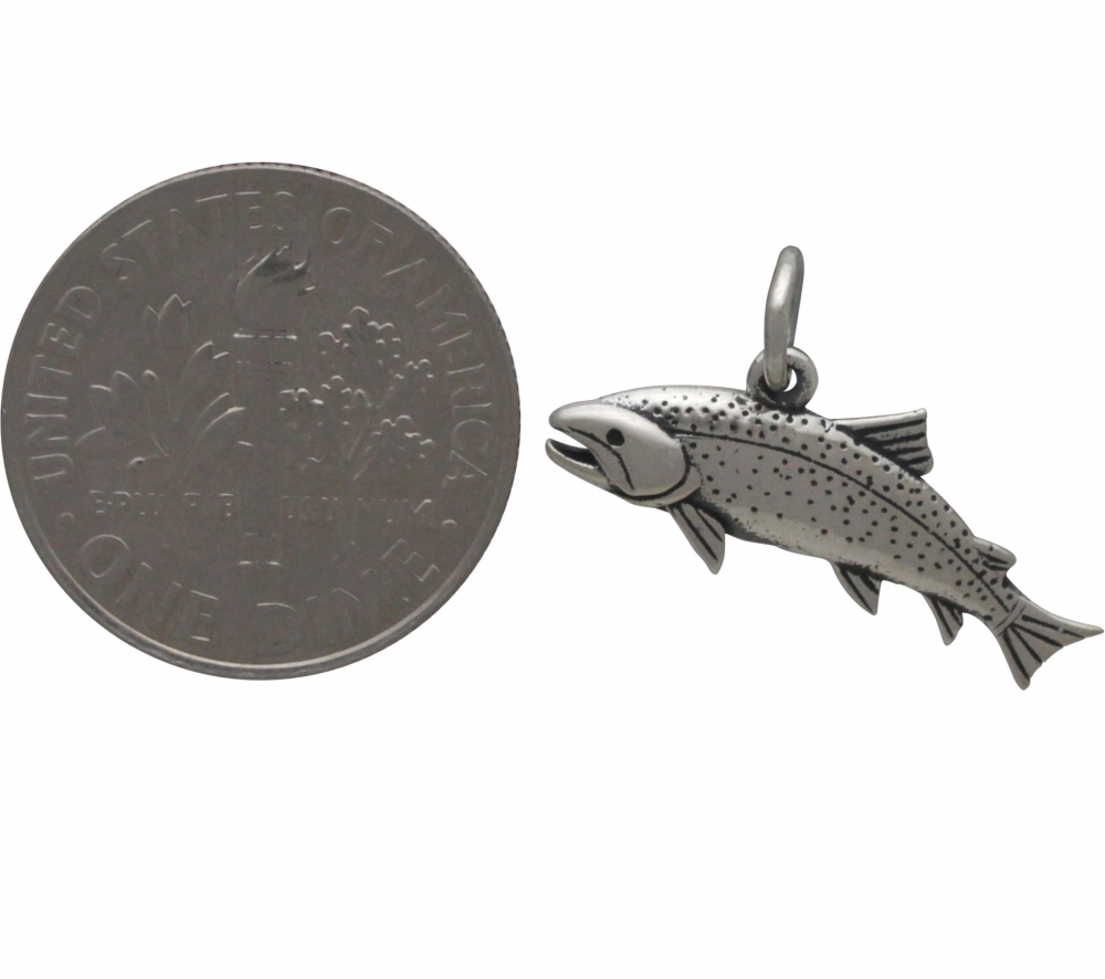 Sterling Silver Trout Charm - Fish Charm