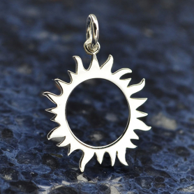 Sterling Silver Eclipse Charm - Sun Charm 22x15mm