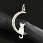 Sterling Silver Moon Charm with Kitty