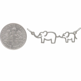 Sterling Silver Mama and Baby Elephant Festoon
