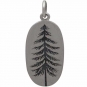 Sterling Silver Pine Tree Charm Etched on an Oval