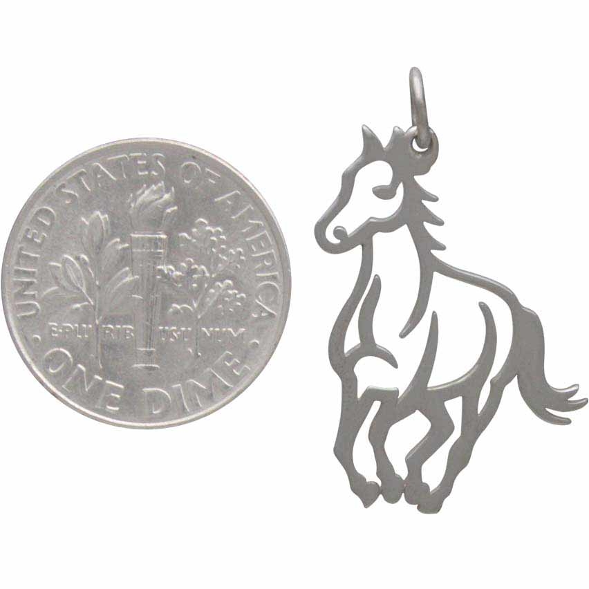 Sterling Silver Horse Pendant - Openwork Horse Charm