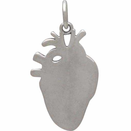 Sterling Silver Etched Anatomical Heart Charm