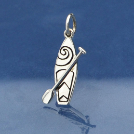 Sterling Silver SUP Charm Stand Up Paddle Board Charm 20x9mm