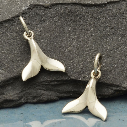 Sterling Silver Small Whale Tail Charm - Ocean Charm