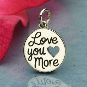 Sterling Silver Message Charm - Love You More 17x12mm