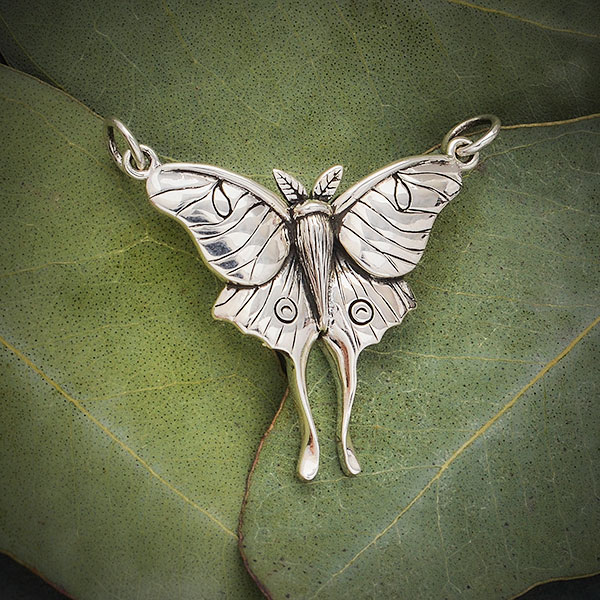 Luna Moth Necklace-Moth Jewelry, Butterfly Necklace- Silver Moth Neckl – A  Wild Violet