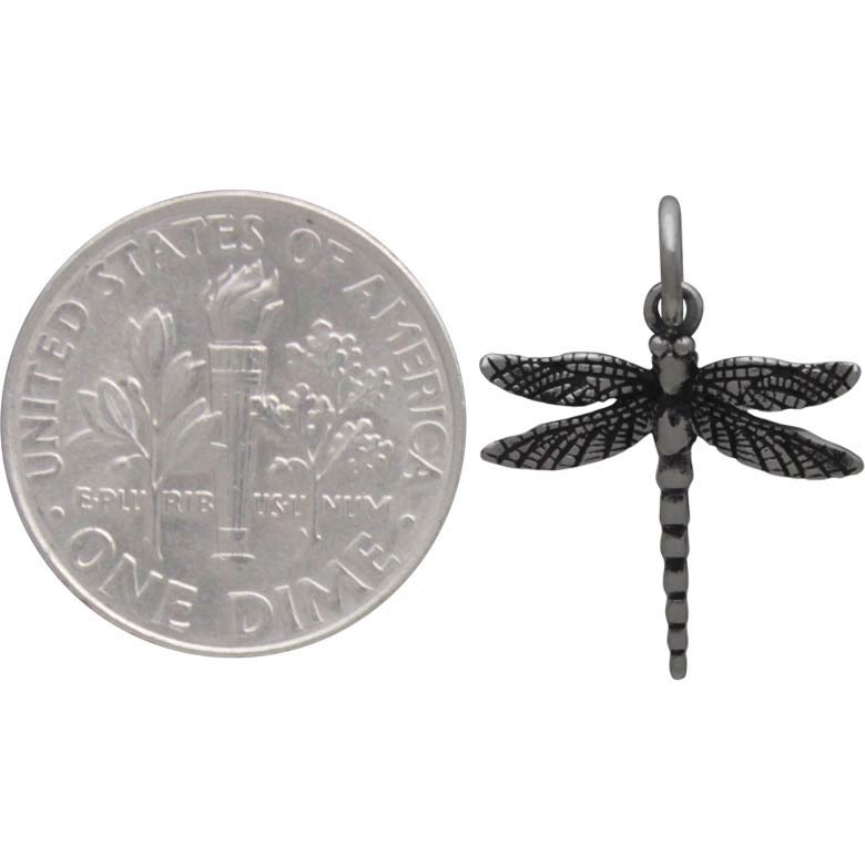 Sterling Silver Small Detailed Dragonfly Charm 19x15mm