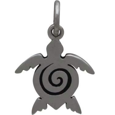 Sterling Silver Sea Turtle Charm with Spiral