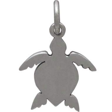 Sterling Silver Sea Turtle Charm with Spiral