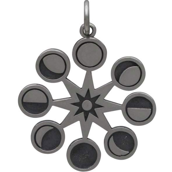 Silver Moon Phases Pendant in Sun